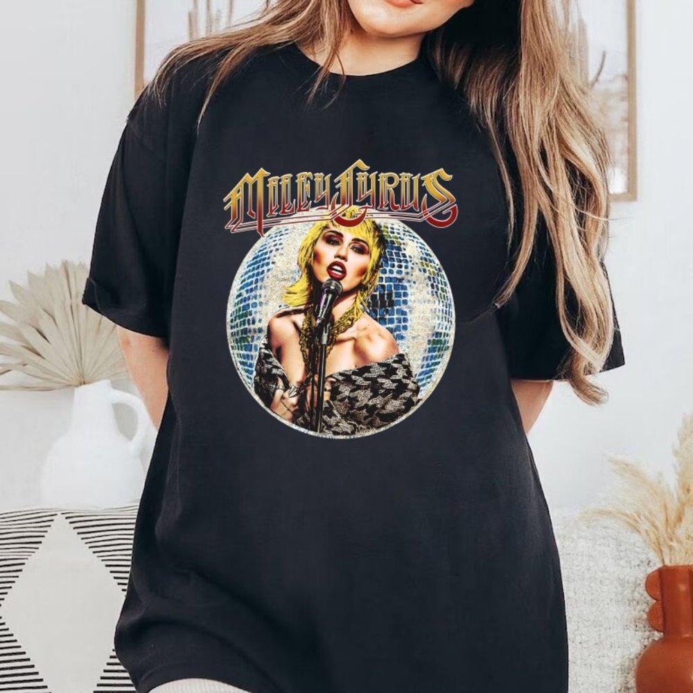 Miley Cyrus Midnight Sky Unisex Shirts, Black Cotton Tee Shirt